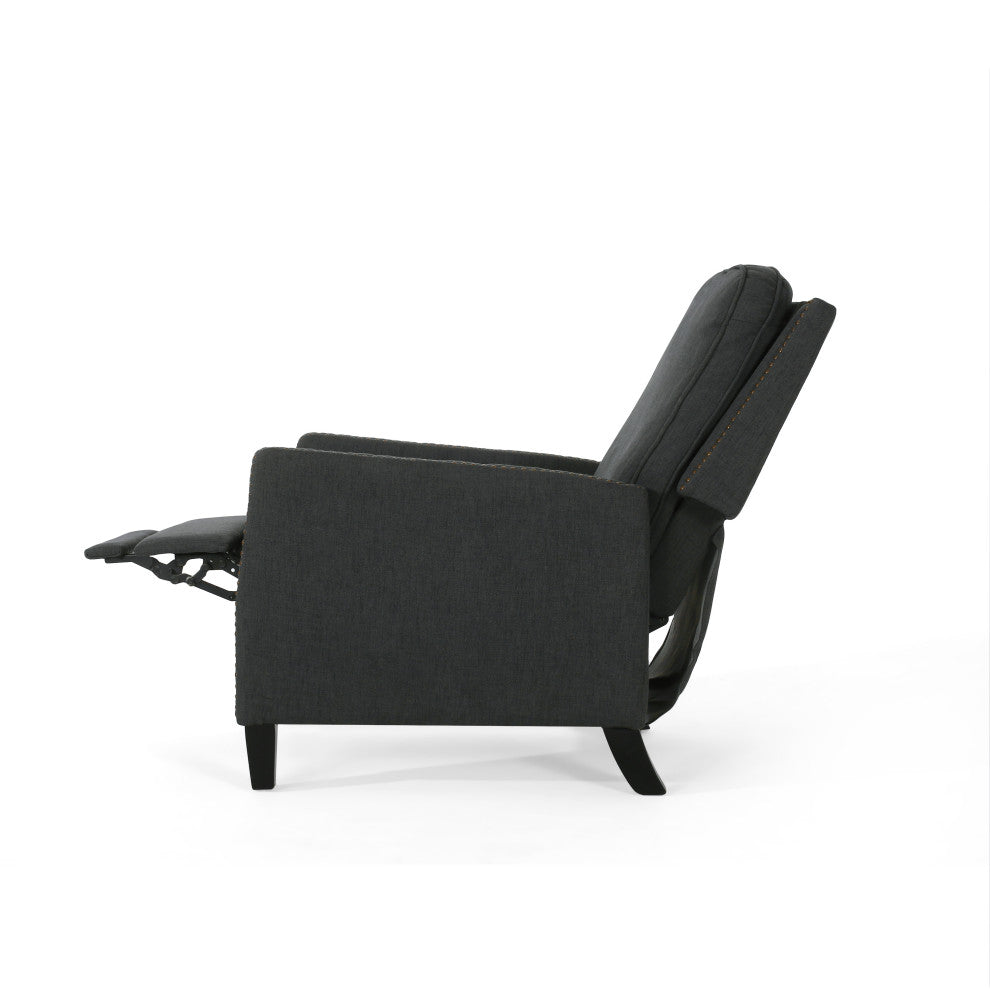 GDF Studio Armstrong Traditional Fabric Recliner, Dark Gray/Dark Brown