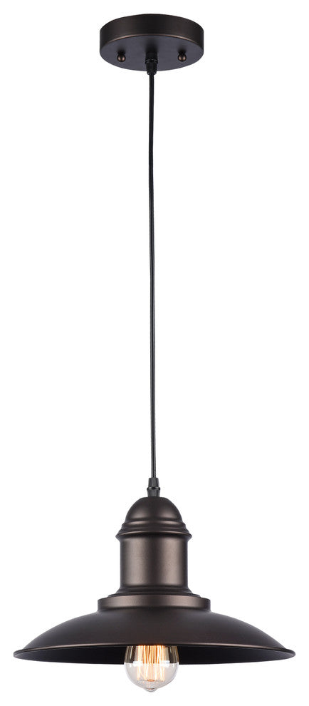 Ironclad Industrial-Style 1-Light Rubbed Bronze Ceiling Mini Pendant, 12" Wide