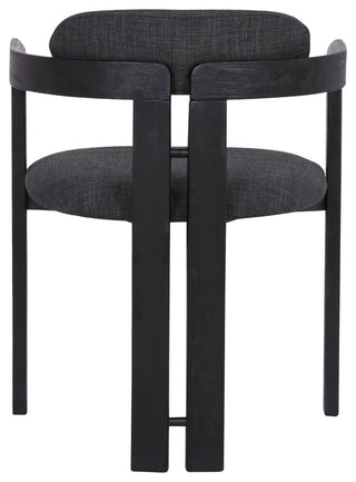 Jazmin Dining Chair in Black Brushed Wood Finish and Charcoal Fabric - Set of 2