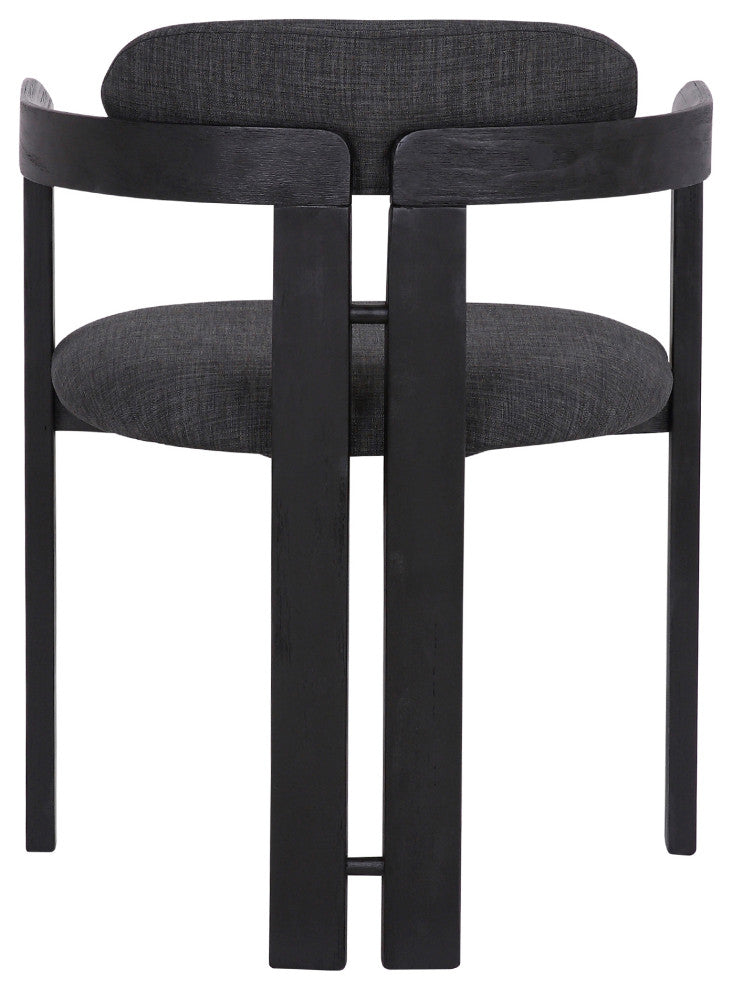 Jazmin Dining Chair in Black Brushed Wood Finish and Charcoal Fabric - Set of 2