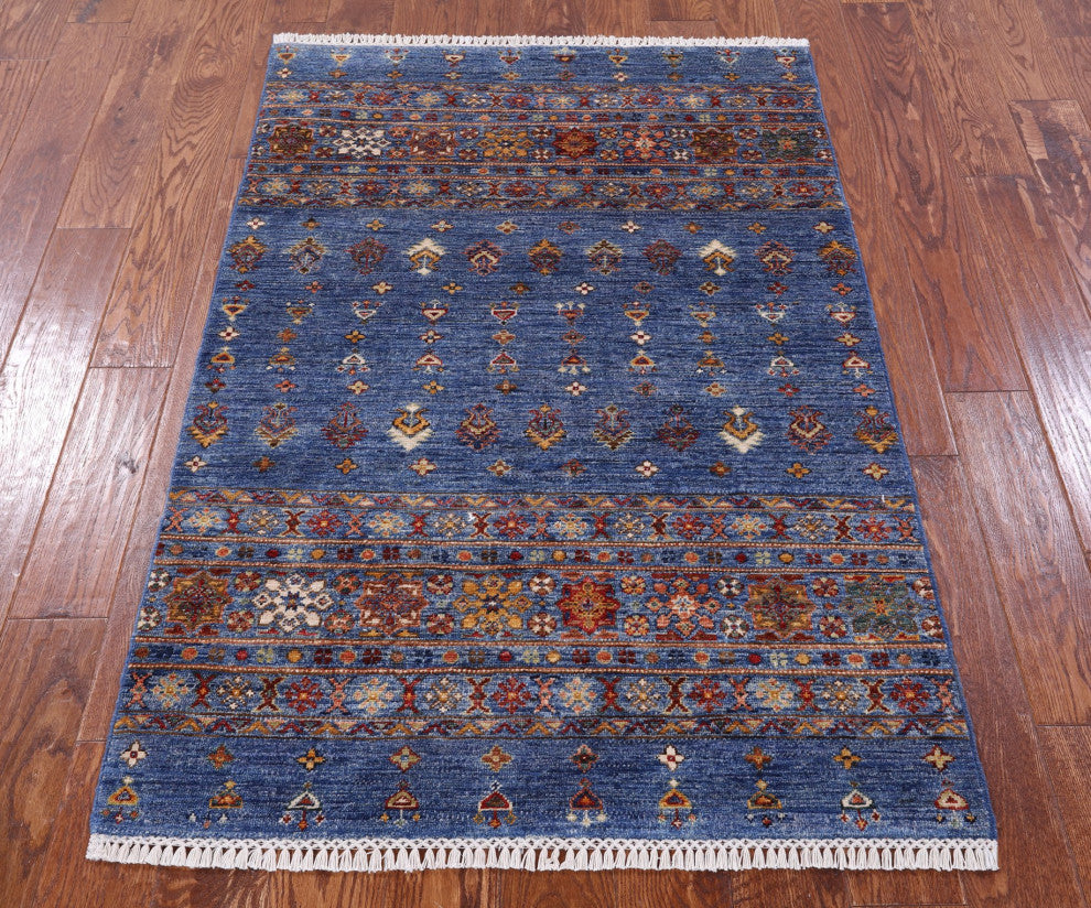 Super Kazak Khorjin Hand-Knotted Wool Rug 3' 5" X 5' 1" Q10103