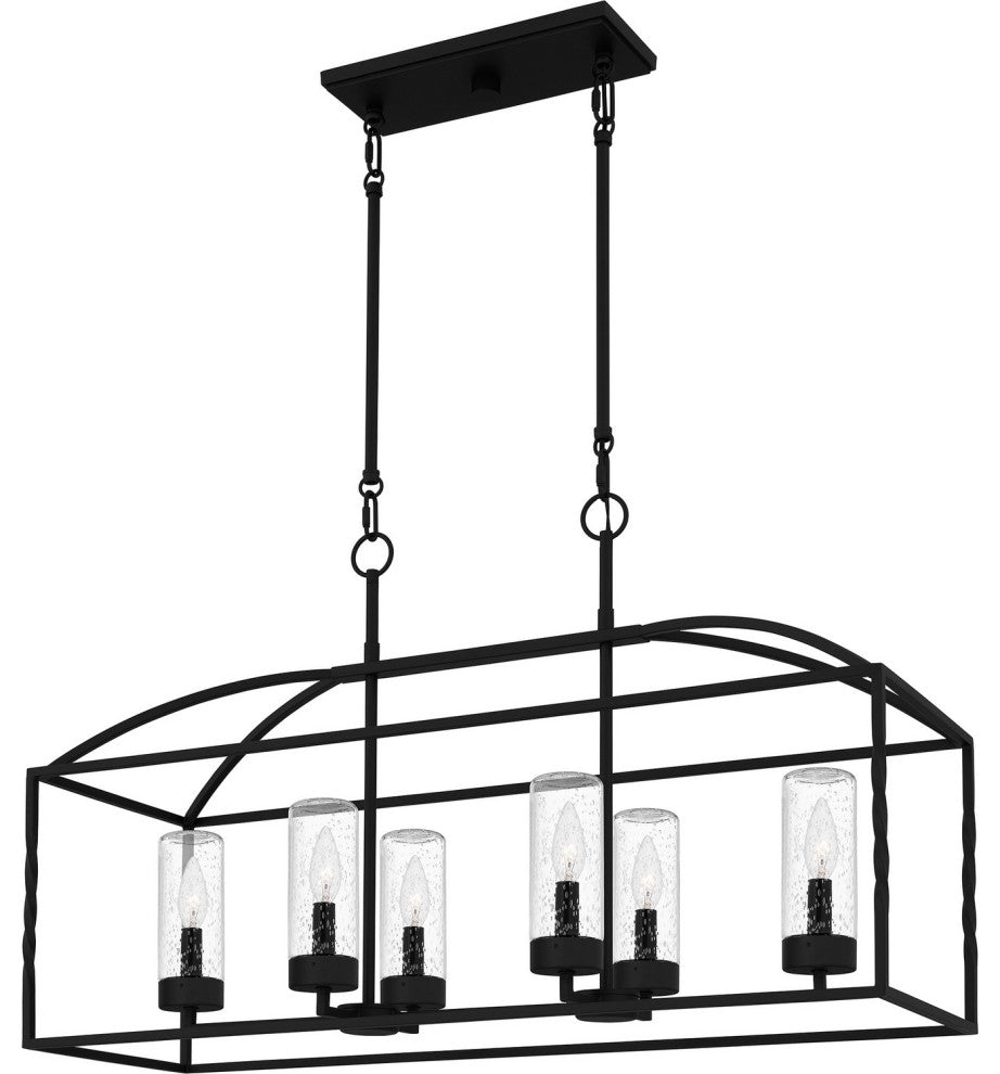 Thatcher 6-Light Outdoor Linear Chandelier, Earth Black