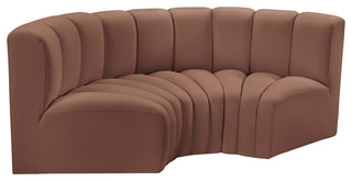 Arc Vegan Leather Upholstered 3-Pc. Inward Curved Modular Sectional, Cognac