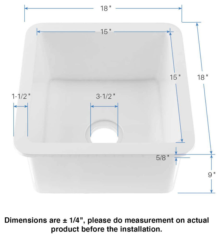 18" White Fireclay Farmhouse Undermount Kitchen Sink With Bottom Grid and Strain