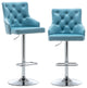 Upholstered 25"-33" Adjustable High Back Dining Stools Set of 2, Teal