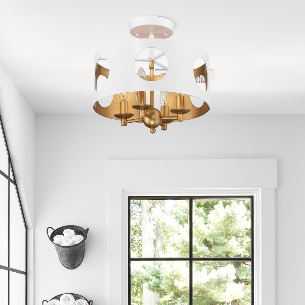 Crystorama Lighting Group ODE-700_CEILING Odelle 4 Light 14"W - Black / Antique