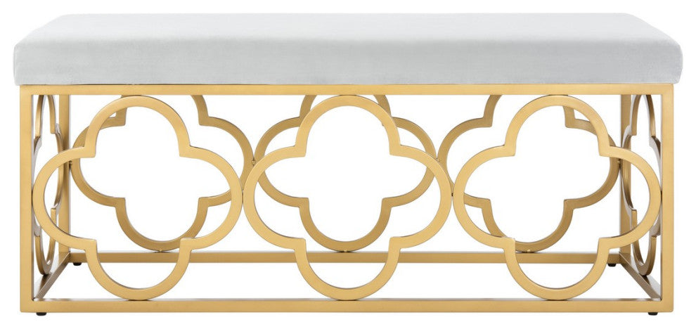 Safavieh Fleur Rectangle Bench, Grey/Gold