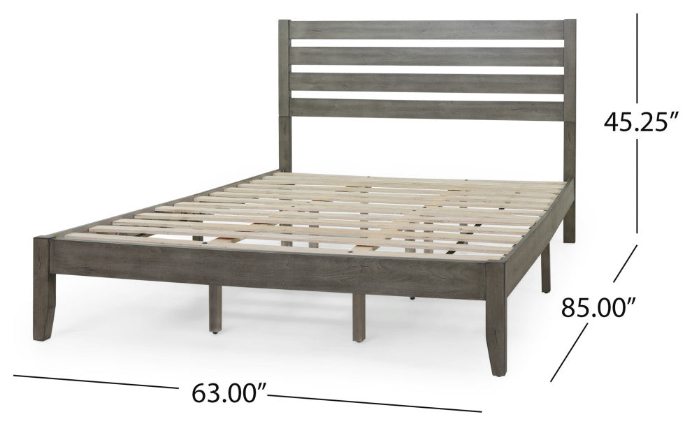 Kenley Queen Size Bed With Headboard, Gray Finish, Natural