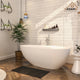 71in White Solid Surface Oval Freestanding Soaking Bathtub with Drain, 63in