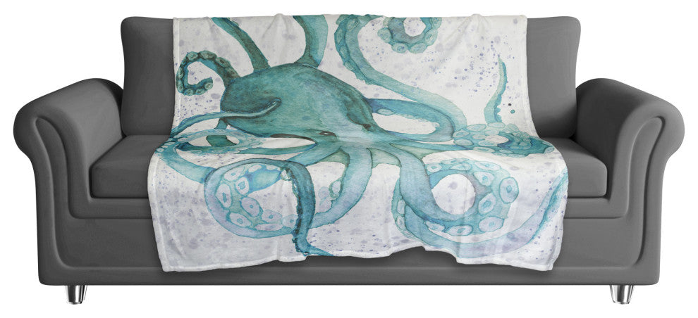 Octo Watercolor Teal 50x60 Throw Blanket