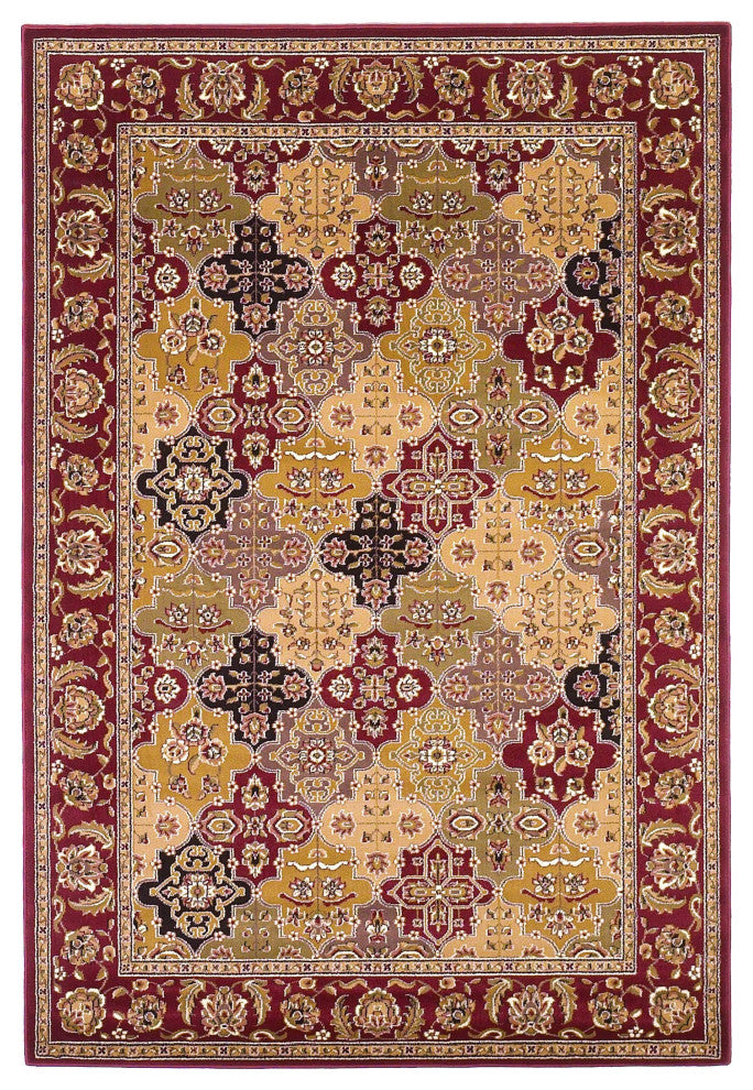 10'X13' Red Machine Woven Traditional Quatrefoil Indoor Area Rug