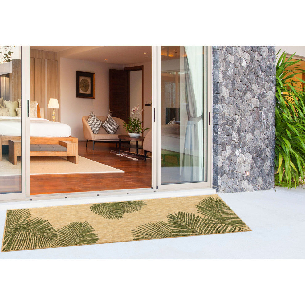 Carmel Palm Indoor/Outdoor Rug, Green, 1'11"x4'11" Runner