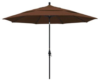 11' Aluminum Umbrella Collar Tilt Matted Black, Teak