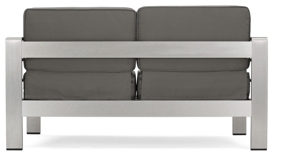 GDF Studio Emily Coral Outdoor 8-Seater Aluminum Sectional Set With Coffee Table