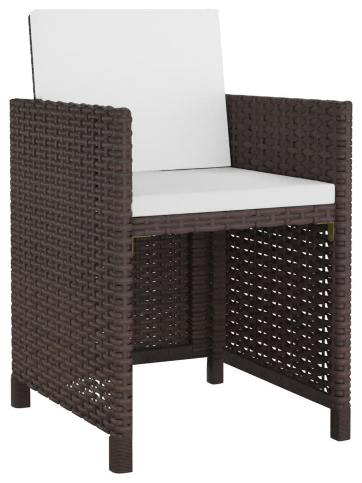 Vidaxl 11 Piece Outdoor Dining Set With Cushions Poly Rattan Brown