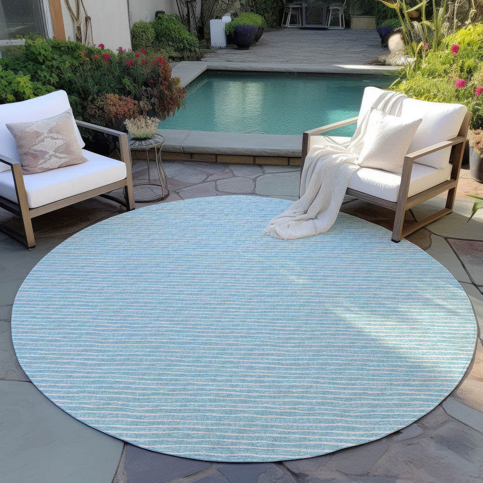 Indoor/Outdoor Laidley LA1 Sky Blue Machine Washable 10' x 10' Rug