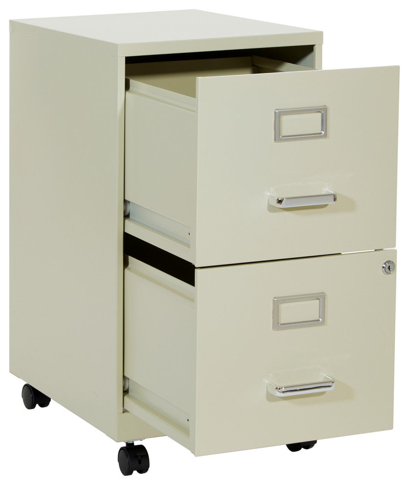 2 Drawer Mobile Locking Metal File Cabinet, Tan