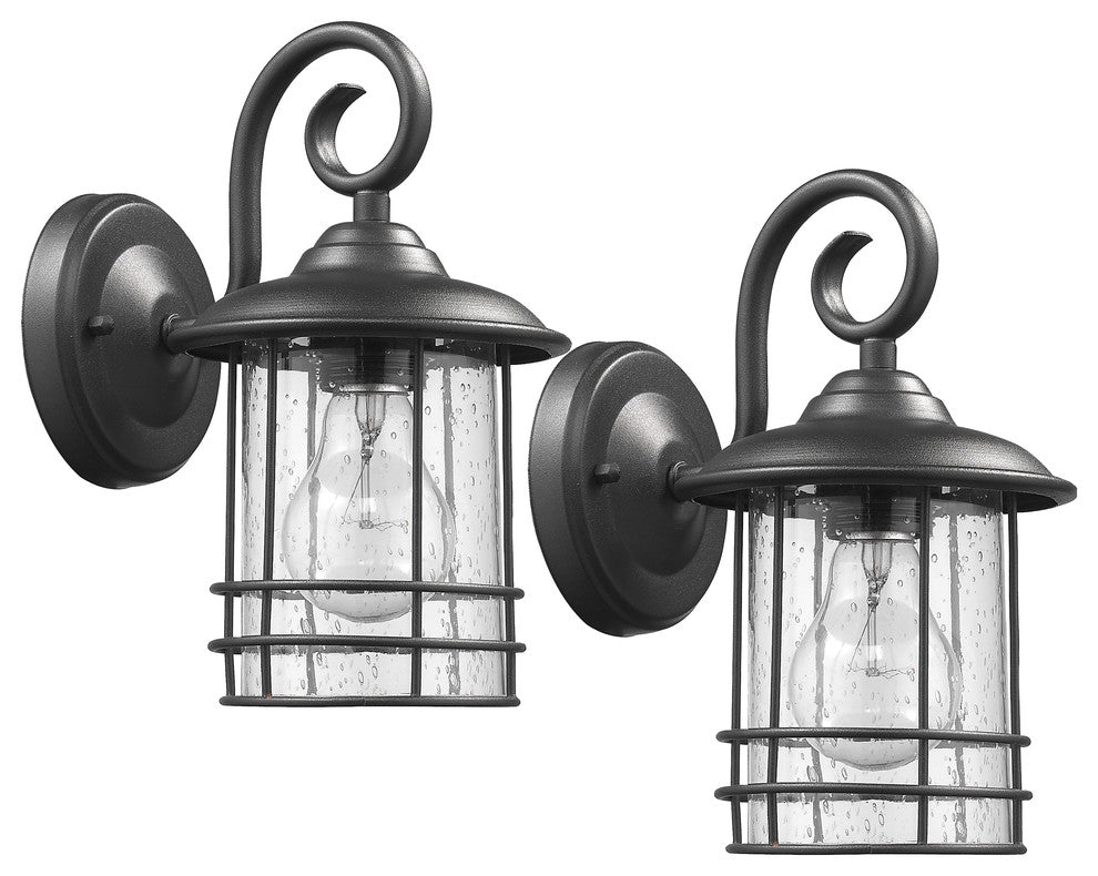 Transitional 1-Light Outdoor Wall Sconces, Set of 2, Black