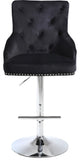 Claude Velvet Upholstered Adjustable Stool, Black, Chrome Base