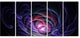 Blue 3D Surreal Fractal Design, Abstract Art on Canvas, 60"x28", 5 Panels