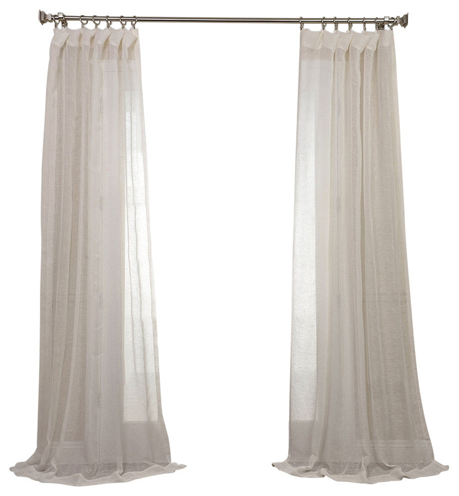 Betsy Rod Pocket Linen Drape, Off-White, 50"x96"