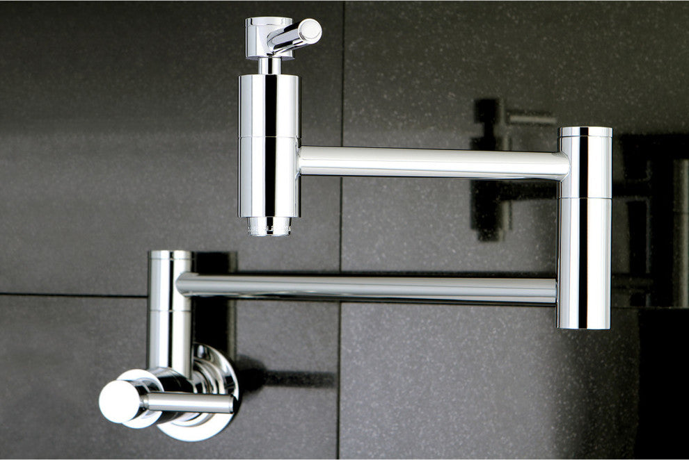 Kingston Brass Wall Mount Pot Filler Kitchen Faucet, Polished Chrome