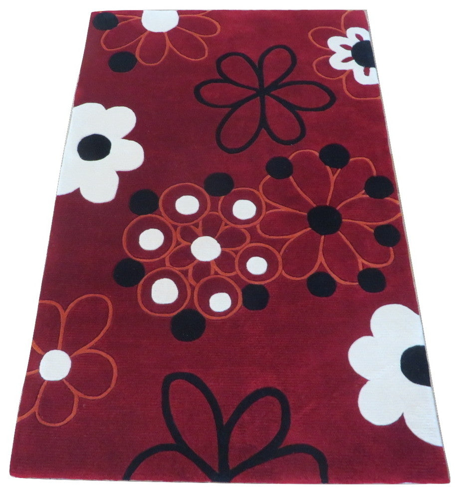 3'6x5'6 Hand Tufted Red Momeni New Wave Modern Contemporary Oriental Rug
