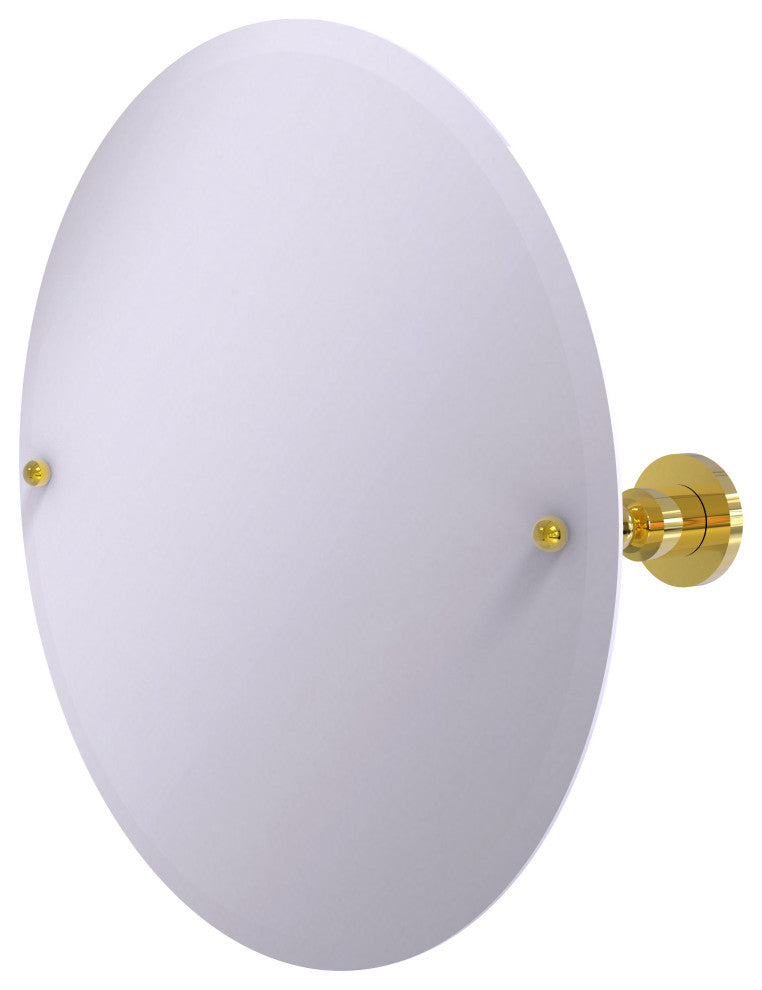 Frameless Round Tilt Mirror with Beveled Edge, Polished Brass