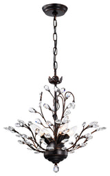 Cathy 4-light Antique Copper Crystal Leaves Chandelier