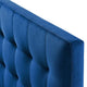 Contemporary Modern Full Size Tufted Headboard, Velvet Fabric, Navy Blue