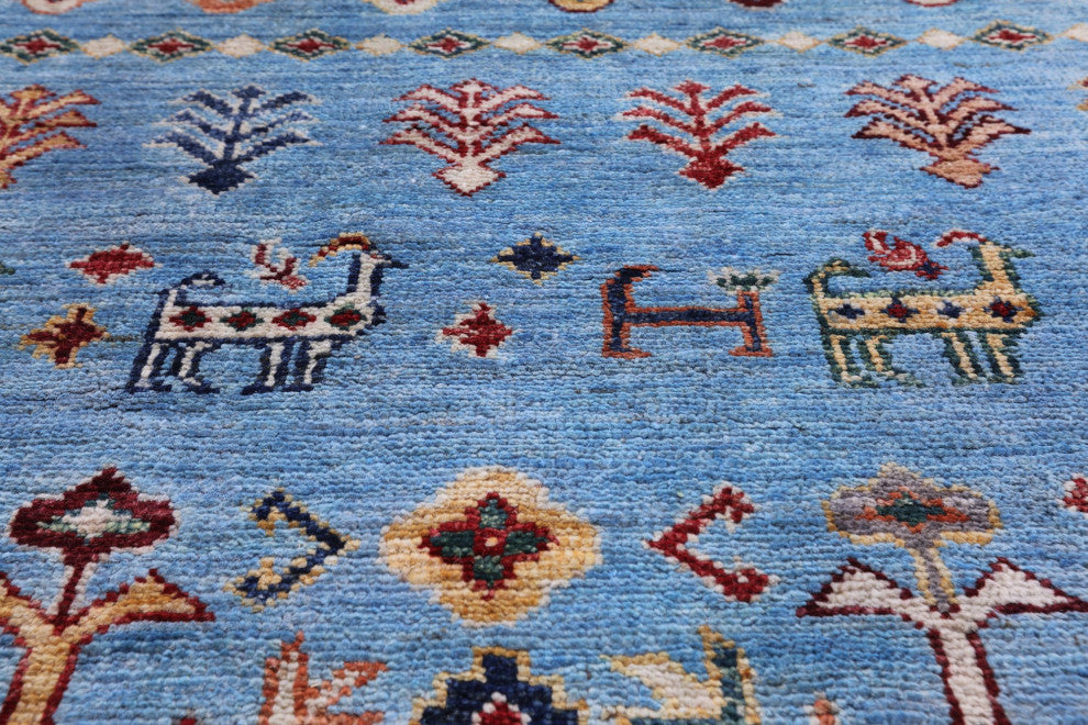 8' 2" X 11' 6" Hand Knotted Tribal Persian Gabbeh Wool Rug Q7574