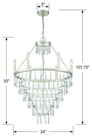 Lucille 6 Light Chandelier in Antique Silver with Clear Hand Cut