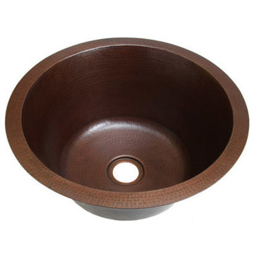 16" Medium Sized Round Copper Bar Sink