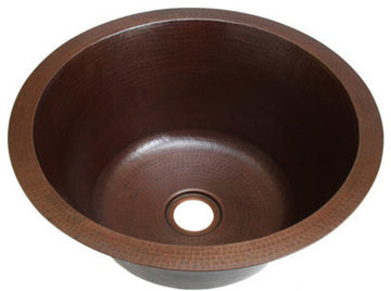 16" Medium Sized Round Copper Bar Sink