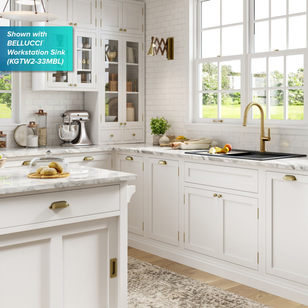 Oletto Pull-Down 1-Hole Kitchen Faucet, Brushed Brass, Model Kpf-2820bb