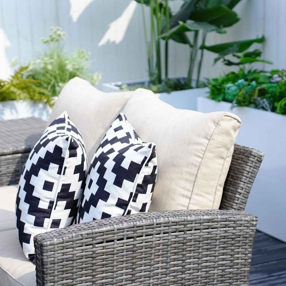 7-Piece Wicker Patio Sectional Dining Sofa Set with Storage Box, Gray