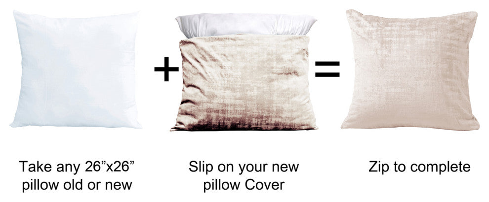 Velvet 2 Piece Euro Pillow Cover Set, Gardenia, 2 Piece, 26"x26"