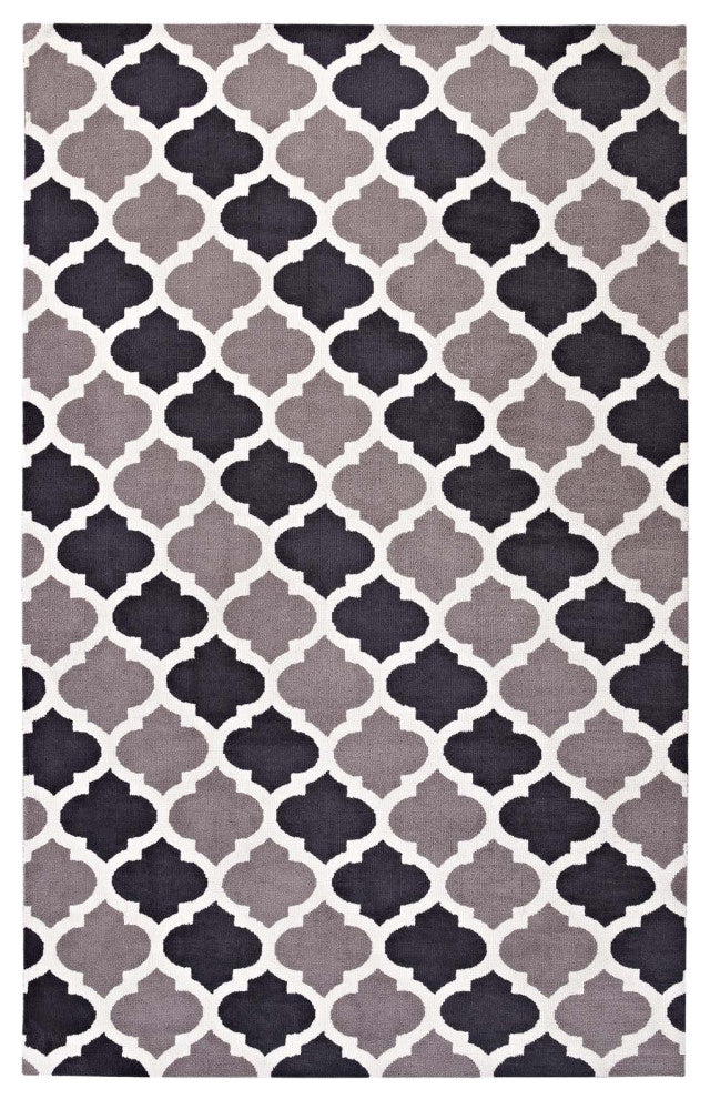 Charcoal and Black Lida Moroccan Trellis 8x10 Area Rug
