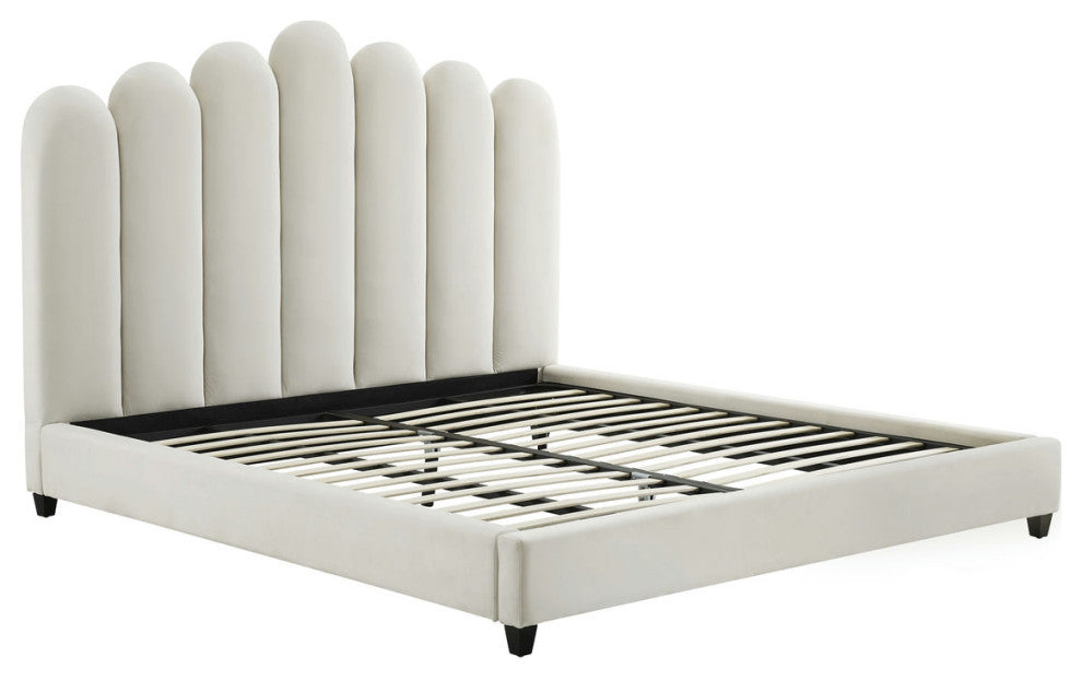 TOV Furniture Celine Cream Velvet Bed in King