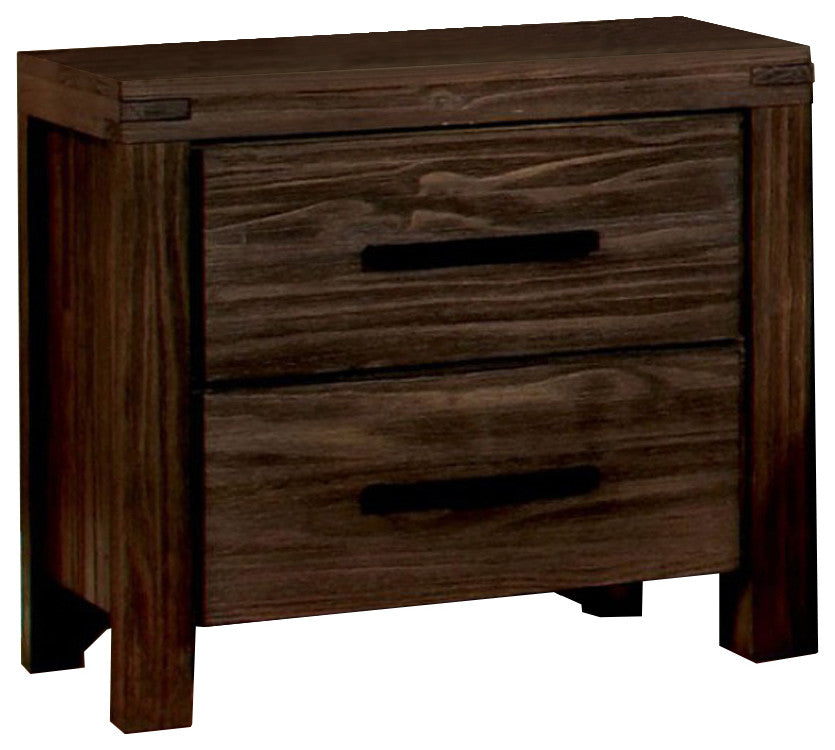 Benzara BM123879 Transitional Style 2 Drawer Nightstand, Dark Gray Finish