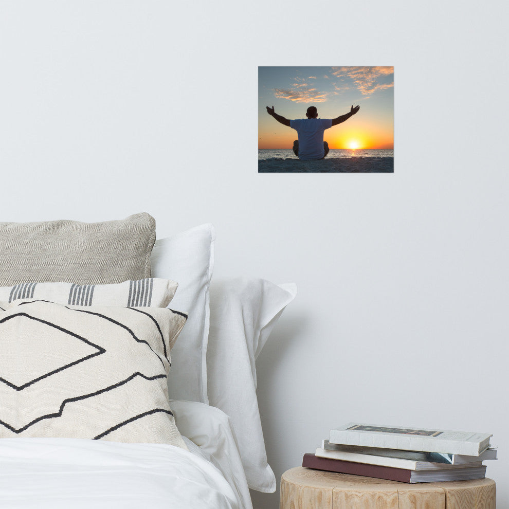 Embrace The Light Sunset Coastal Landscape Photo Wall Art Print - Decor, 11" X 14"