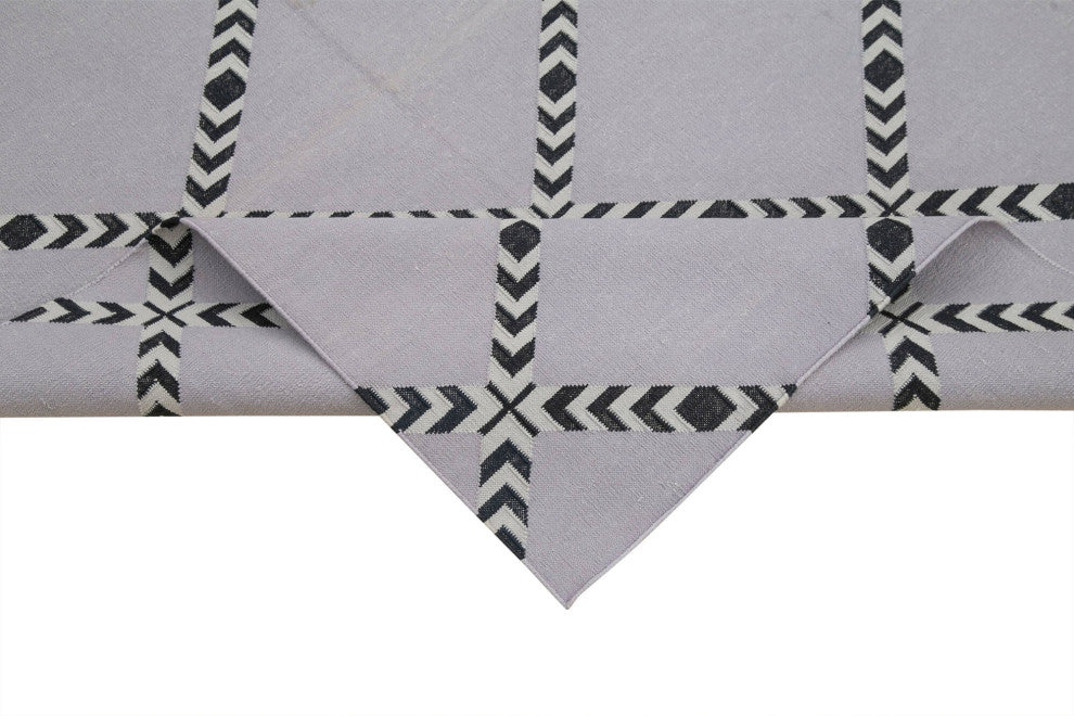 Rug N Carpet - Handmade Wool 3' 6'' x 4' 11'' Modern Design Dhurrie Kilim Rug