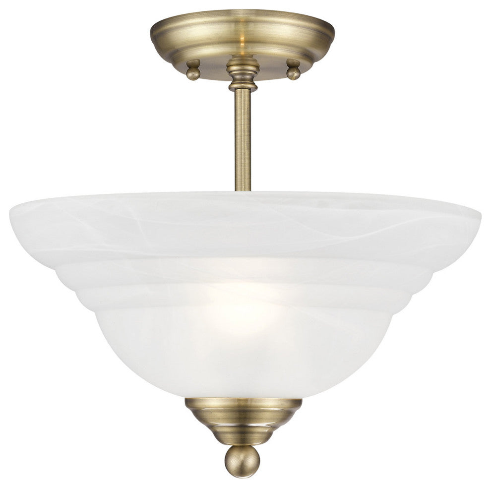 Livex 4259-01 2-Light Antique Brass Ceiling Mount, Antique Brass