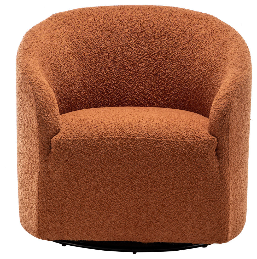 32" Wide Boucle Upholstered Swivel Barrel Chair, Caramel