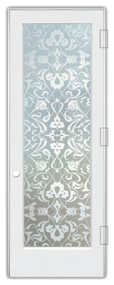 Interior Prehung Door or Interior Slab Door - Floweret - Primed - 24" x 96"...
