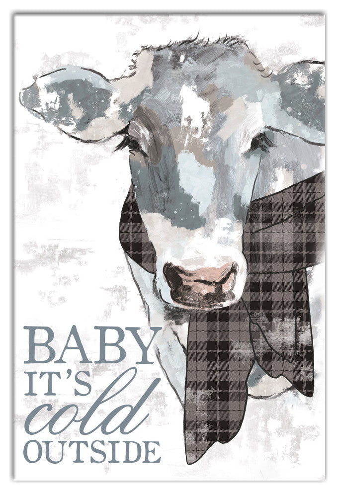 Plaid Scarfed Cow 12x18 Canvas Wall Art