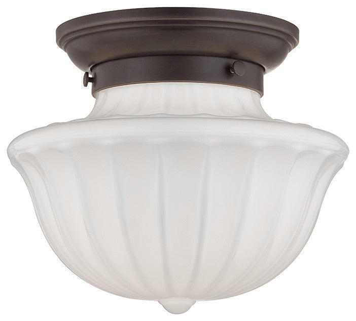 Dutchess 1-Light, Flush Mount, Old Bronze, 9"