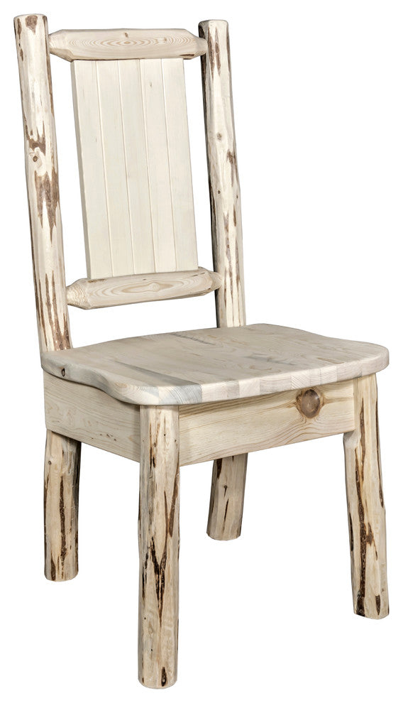 Montana Collection Side Chair Bear Design, Ready to Finish, Bronc Design, Lacque