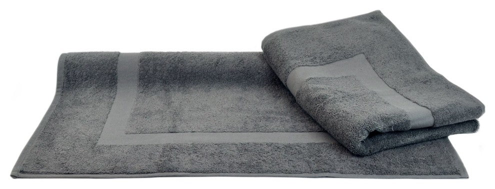 Dobby Border Luxury Hotel and Spa Bath Mat, Set of 2, Gray