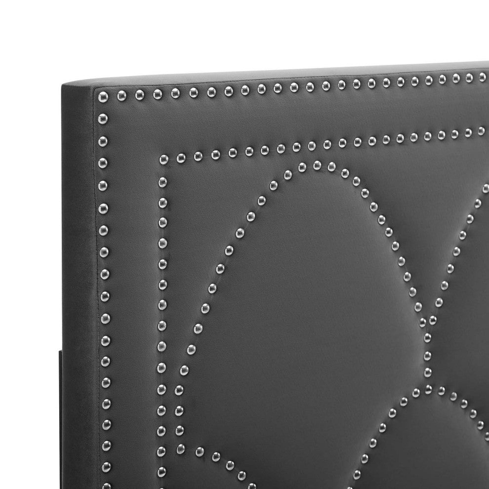 Greta Performance Velvet Twin Headboard, Charcoal